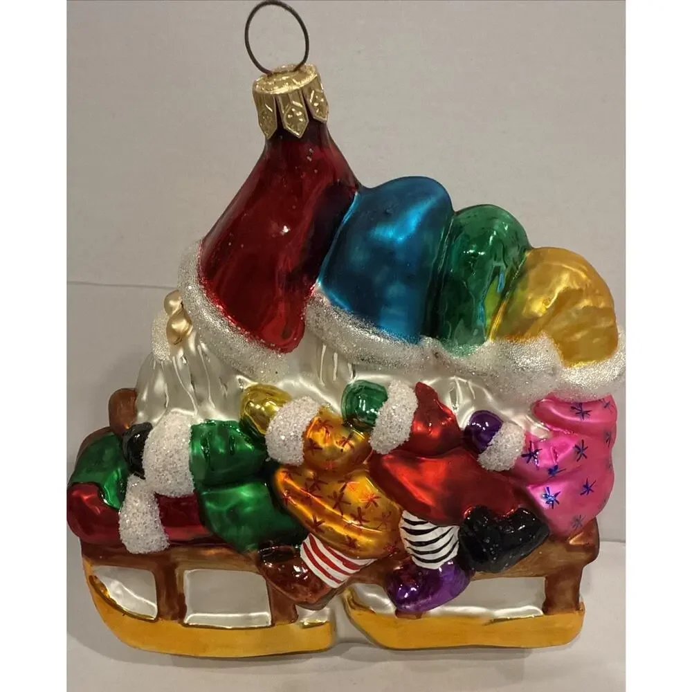 VTG‎ Christopher Radko BOB SQUAD Elf Gnome Sledding Winter Ornament 97-248-0